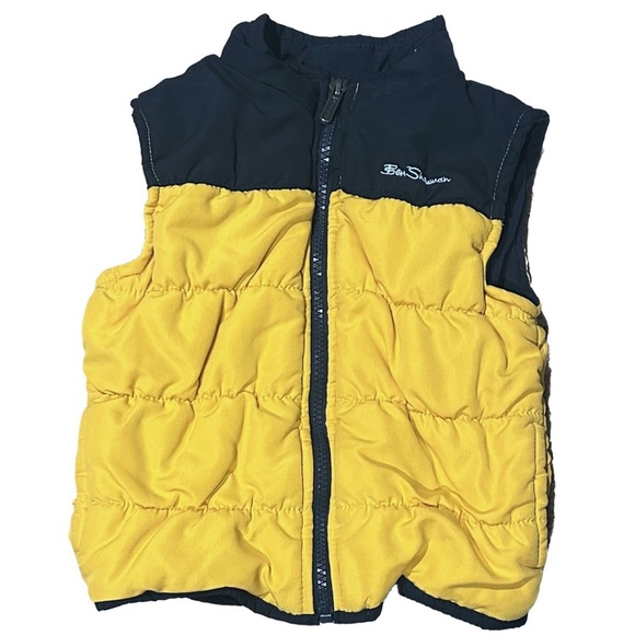 BUNDLE 2 Puffer Vests for Toddler Boy size 3T Olive Green and Navy/Yellow Zip Up - Picture 7 of 11